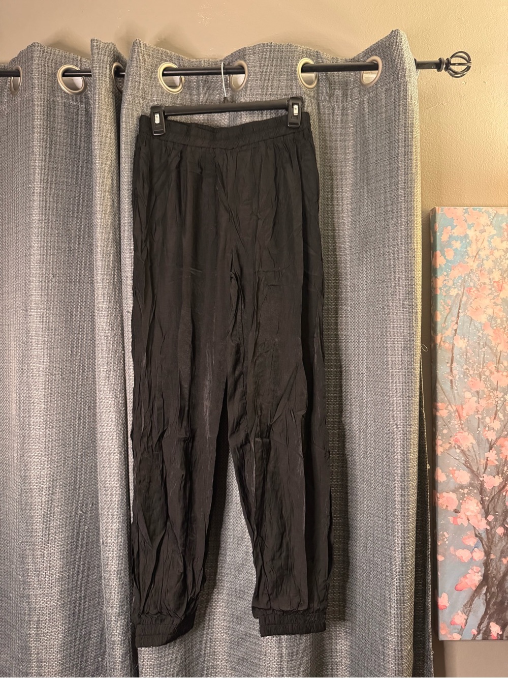 Women's Black Elastic-Waist Jogger Pants